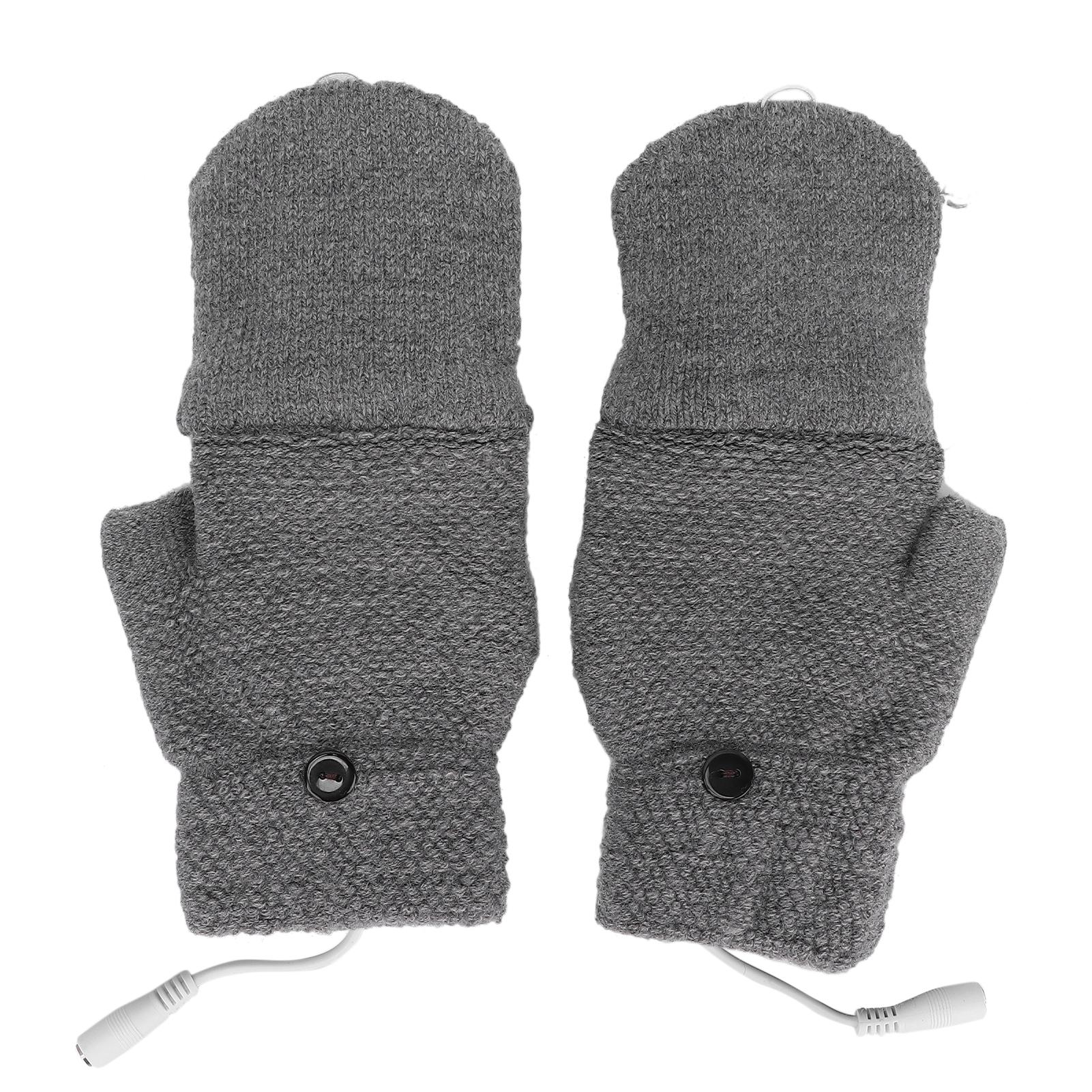 

Перчатки без пальцев с подогревом Варежка USB Двусторонние нагревательные перчатки для ноутбука Варежка Серая