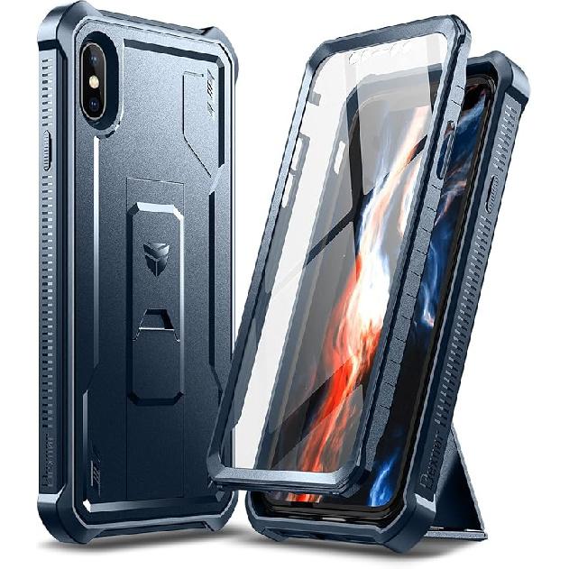 

Dexnor for iPhone X/iPhone Xs Case, [Built in Screen Protector and Kickstand] Heavy Duty Military Grade Protection Shockproof Protective Cover for темно-синий