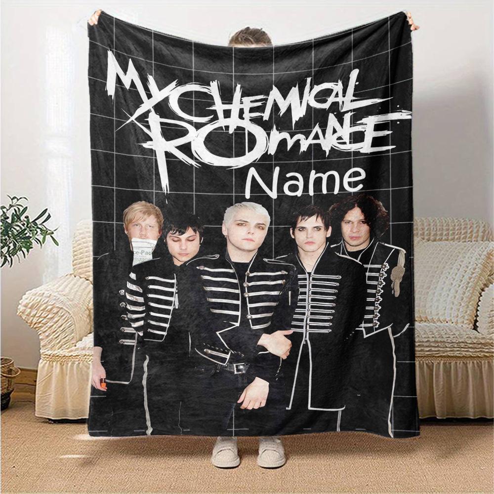 Custom Name My Chemical Romance Theme Printed Blanket - Perfect for Couch, Bed, Travel & Outdoor Use | Machine Washable, Cozy & Durable.