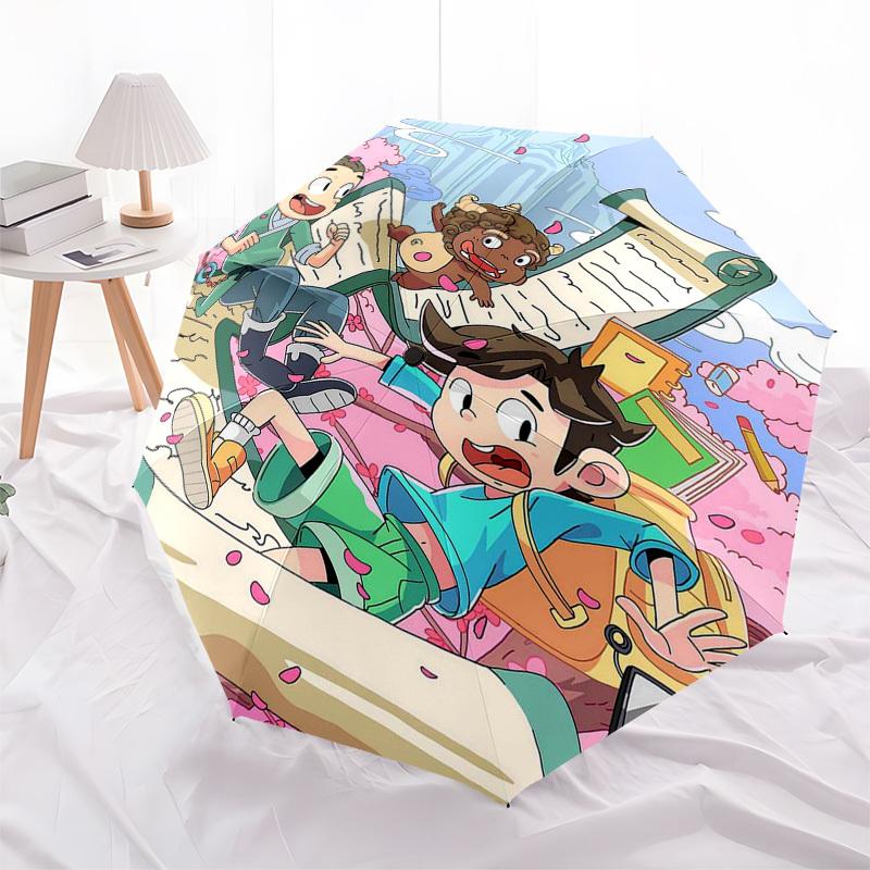 1pc Outdoor Umbrella with Anime Characters, Automatic Opening/Closing, Portable 3-Fold Design, 8-Rib Iron Frame - Perfect Gift for Fans, Traveler