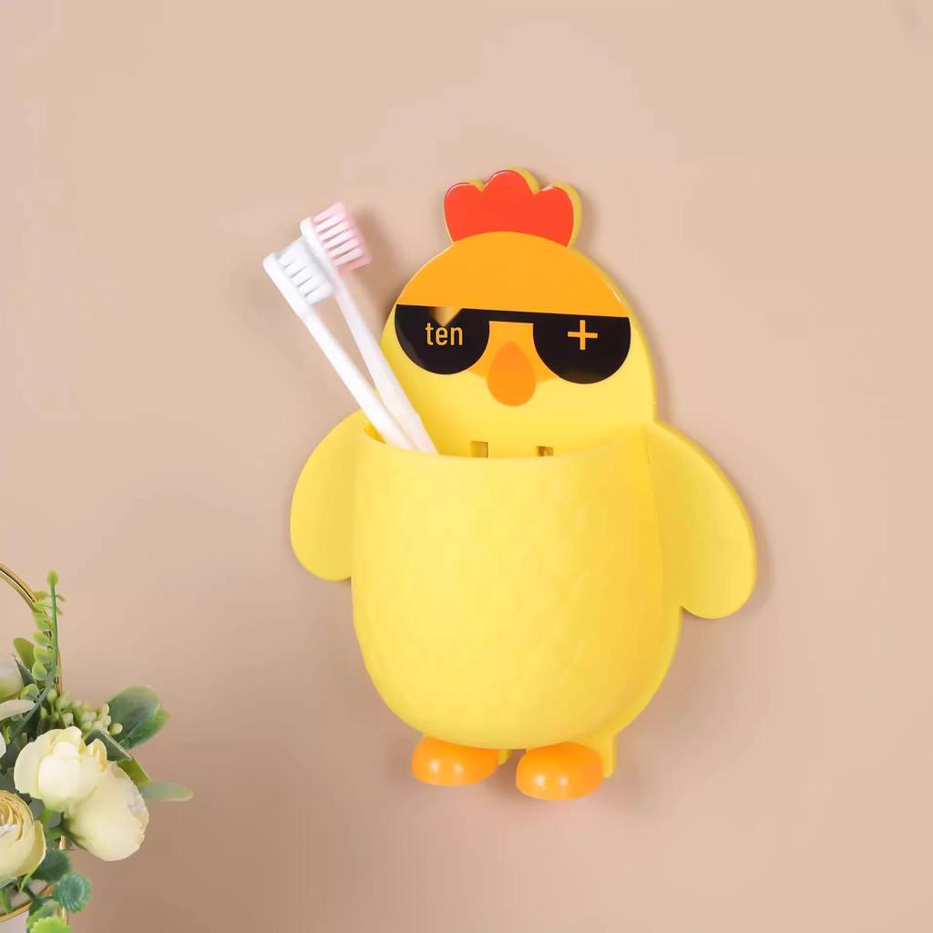 Multi-Purpose Storage Rack: Kitchen Utensil and Bathroom Toothbrush Holder, Punch-Free, Drainable Organizer.