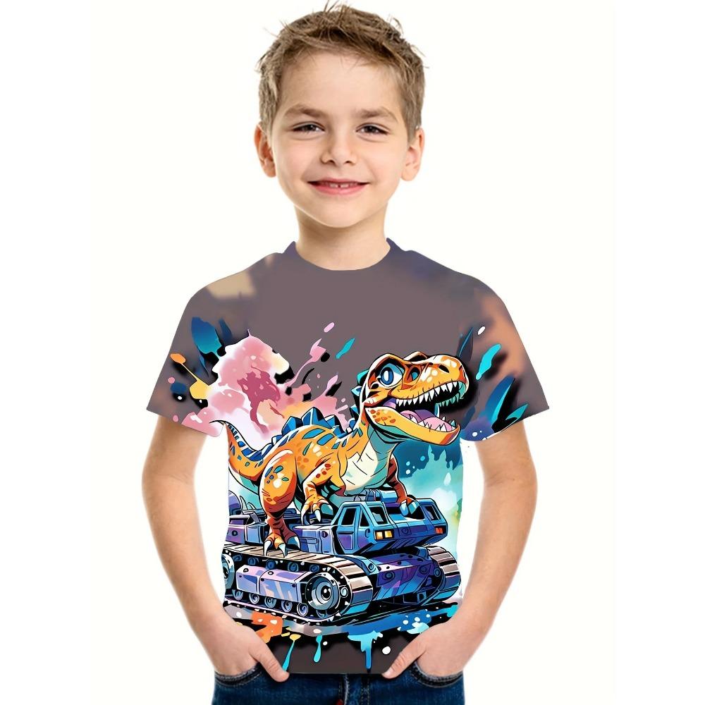 Fashion Dinosaur 3D Printed Kids Clothes Boys T Shirt Cartoon Top Shirts Round Neck Children Tops Short Sleeve Children T-Shirt
