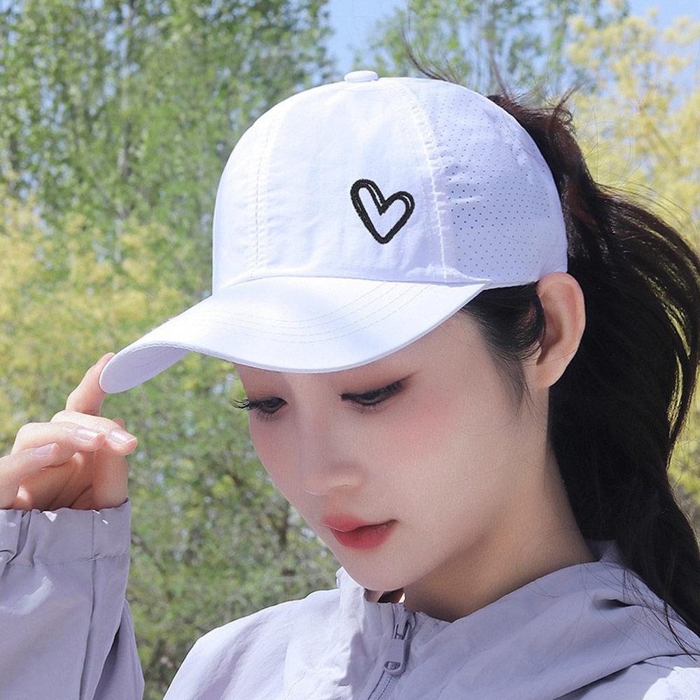 UV Protection Quick Dry Hat Embroidered Hearts Sports Cap New Ponytail Cap  Men