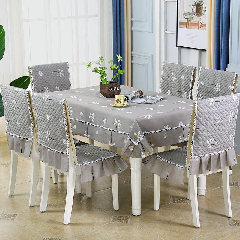 Chinese Style Chair Cover Dining Table Cloth Thick Anti Slip Chair Cushion with Lace Skirt Simple Printed Tablecloth Home Decor