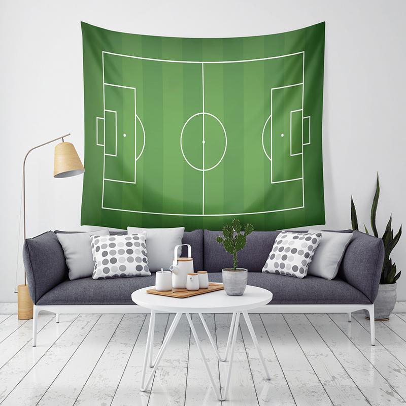 Green Football Field Tapestry Home Decor Wall Hanging Tapestry Bedroom Living Room Dormitory Decoration Soccer Pattern Tapestry