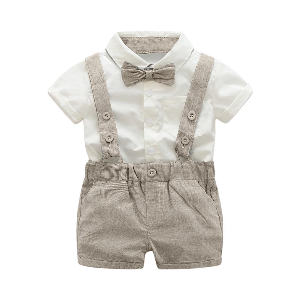 HighDream Baby Boys Gentleman Bowtie Short Sleeve Shirt+Straps Shorts 2PCS Casual Outfits Set HighDream Baby Boys Gentleman Bowtie Short Sleeve Shirt+Straps Shorts 2PCS Casual Outfits Set
