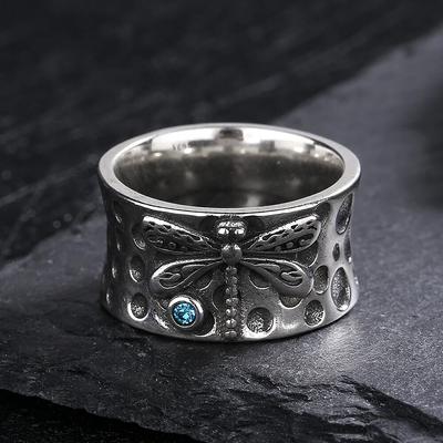 Little Dragonfly Ring Silver Ring Vintage Female Engagement Wedding Party Jewelry Vintage Fine Jewelry