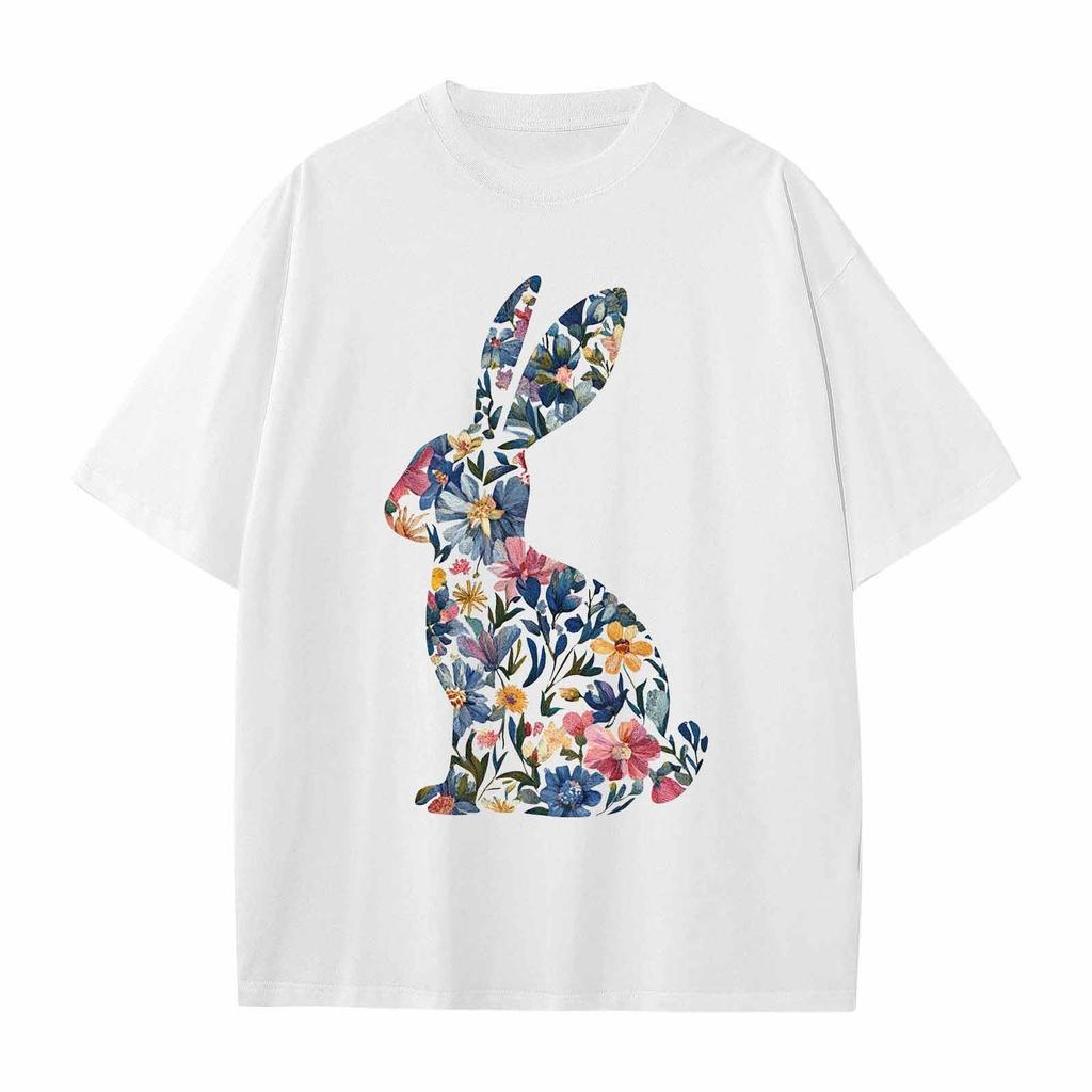Boys And Girls Casual Loose Easter Print T-Shirt Round Neck Pullover Short Sleeve Top