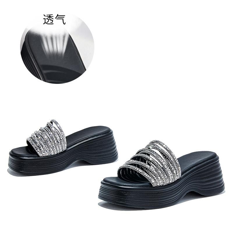 Platte pantoffels heldere diamanten sandalen casual high-end mode halve dweil 2026 zomer buitenschoenen