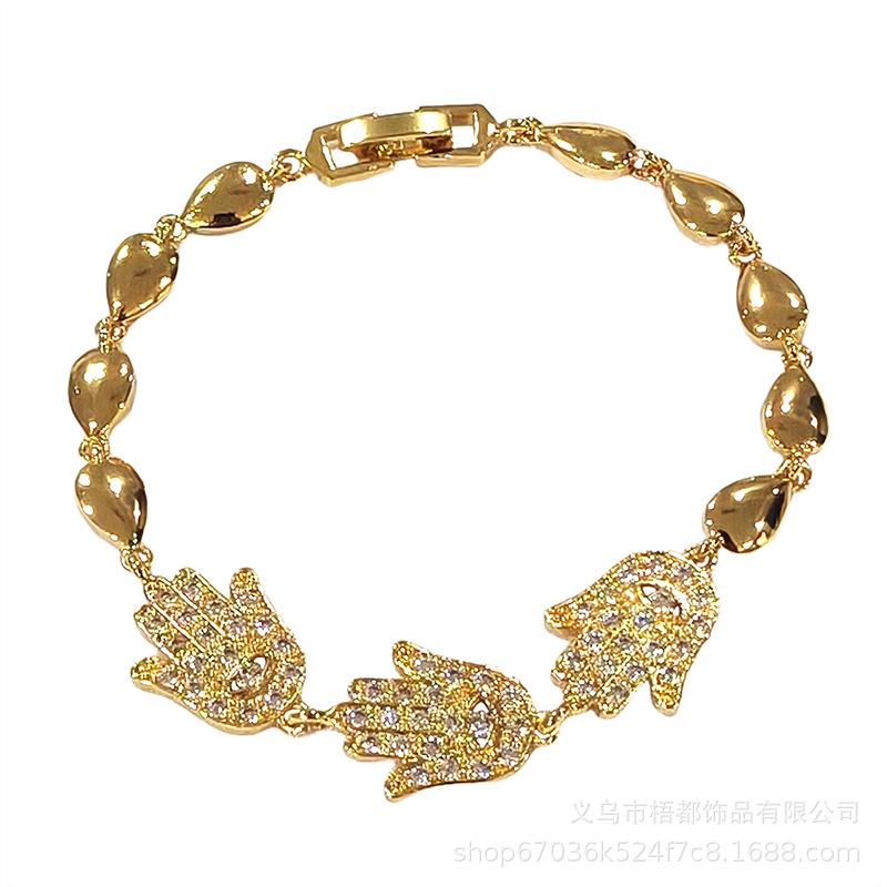 European & American Retro Copper Zircon Bracelet: Square Buckle Gold-Plated Women's Fashion Jewelry