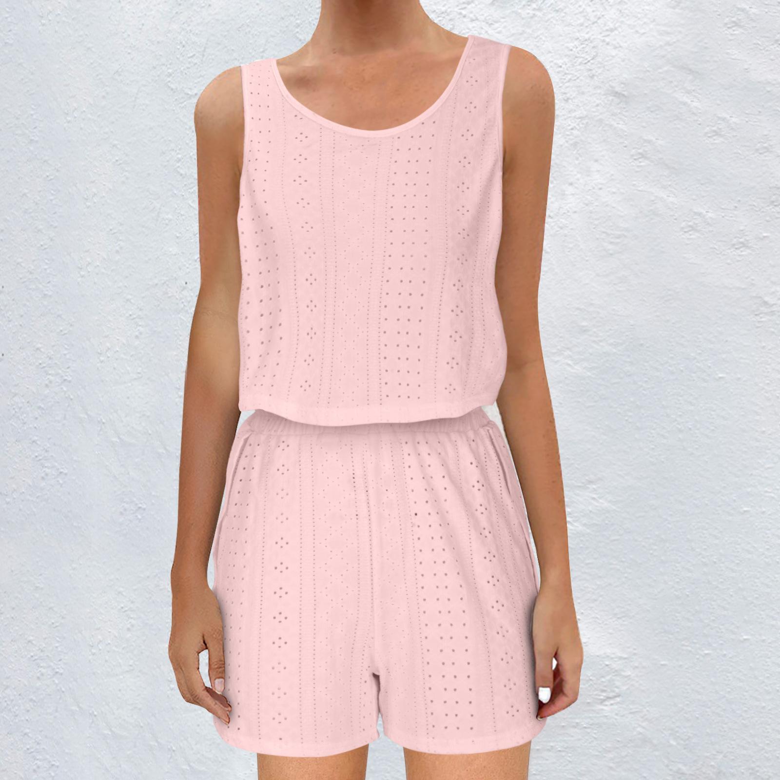 

Летние женские повседневные комплекты из двух предметов с круглым вырезом без рукавов, однотонные удобные повседневные шорты, элегантные женские комплекты L чёрный