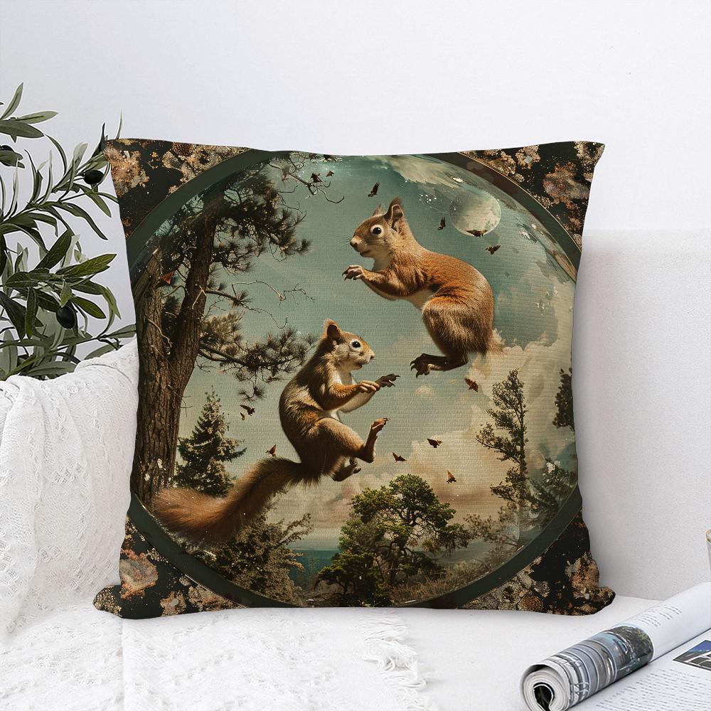 Animal Vintage Portrait Pillow Case Sofa Decorative Home Double-Sided Print Plush Square Throw Pillow Covers Cushion Decor Cover