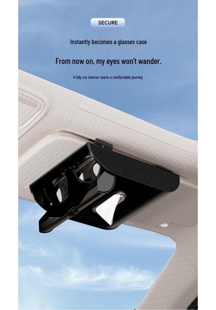 Sun Visor Multifunctional Car Glasses Clip and Storage Case