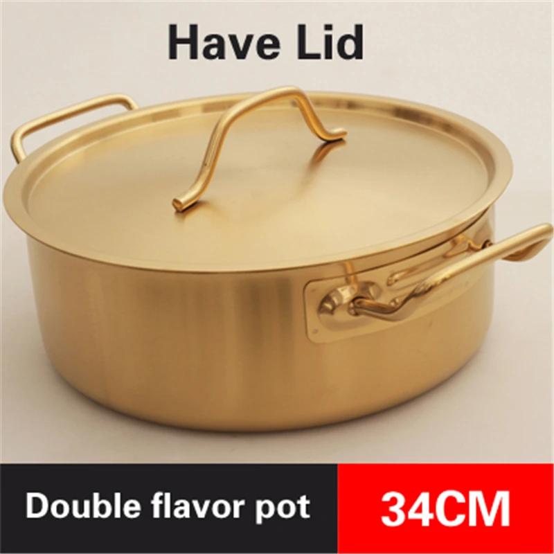 Kommerzieller goldfarbener Kupferimitattopf Universeller Suppentopf für Induktionsherd Edelstahl-Hotpot Hotpot Doppelgeschmack-Töpfe