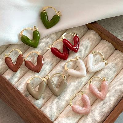Franse Romantische Wijnrood Emaille Hartvormig Hanger Oorbellen 2023 Mode Zirkonia Voor Vrouwen Ontwerp Gevoel Oorbellen Accessoires