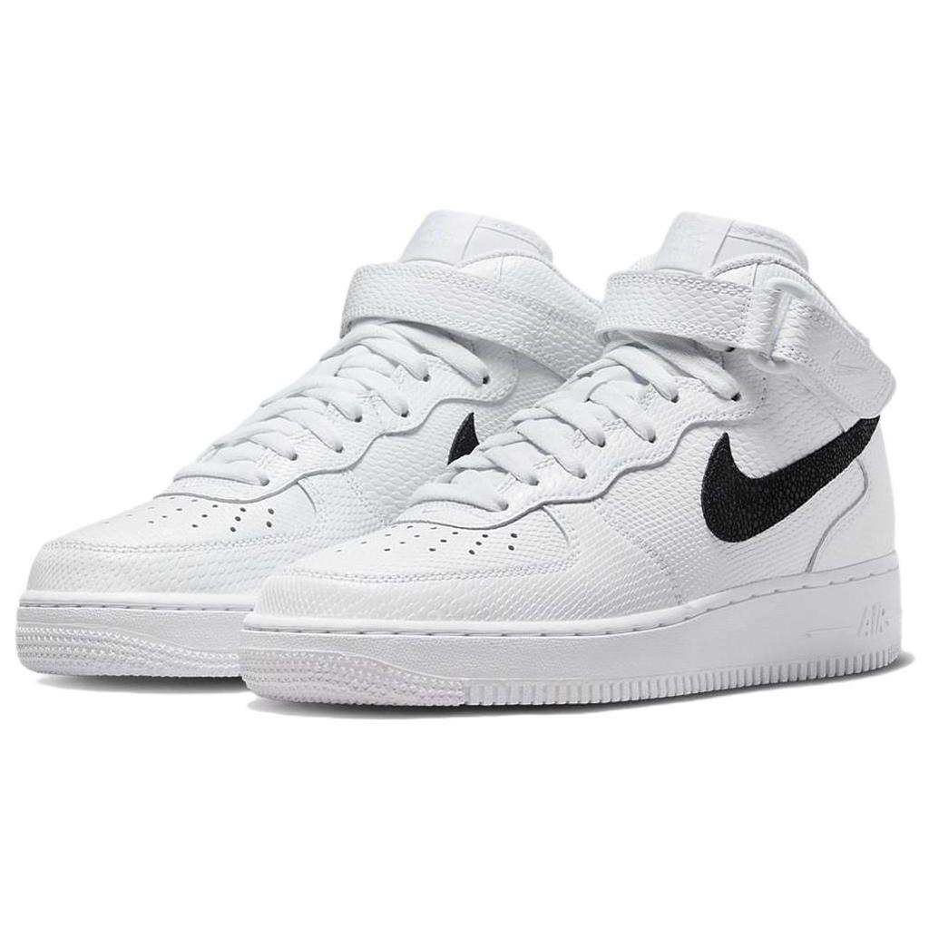 Nike Air Force 1 07 Mid White Snakeskin Women Sneakers Black DZ5211-100