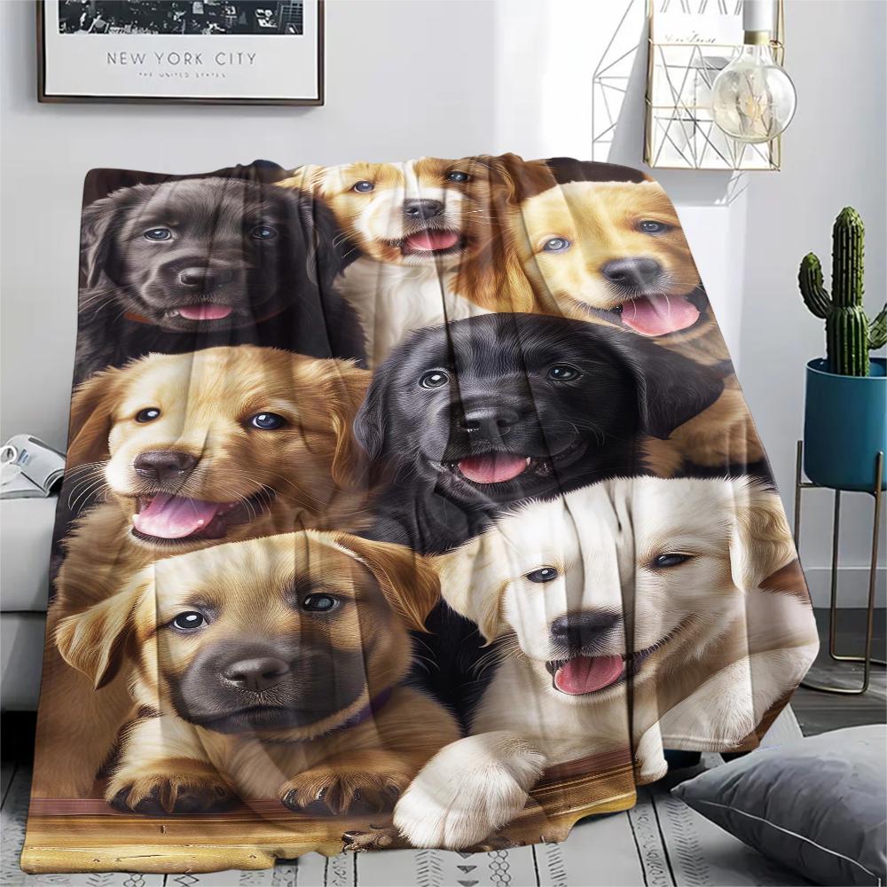 1Pc Border Collie Retriever Print Flannel Blanket, High quality Comfortable for All Seasons, Home Decor, Warmth and Comfort, Perfect for Gifts