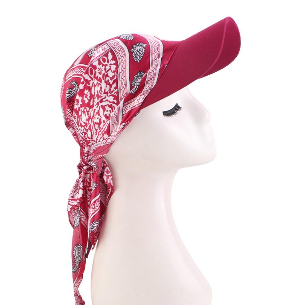 Breathable Women Printed Satin Headscarf Hat Summer Baseball Cap Outdoor Sun Hat  For Men Women