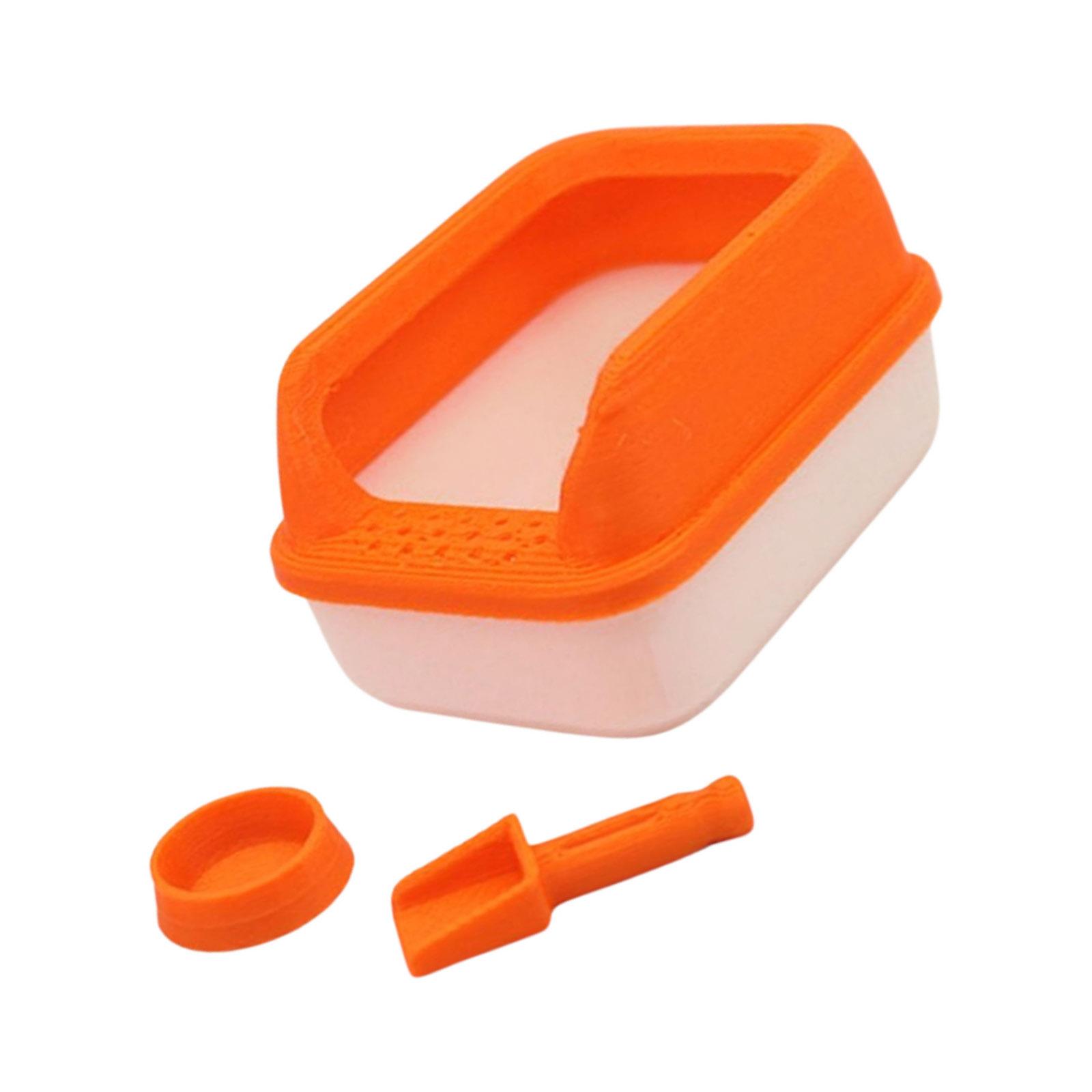 

1:12 масштабных мисок для туалета для домашних животных, ролевые игры, детский игровой набор, реалистичные кукольные домики для домашних животных, игровой набор, лопата для какашек оранжевый