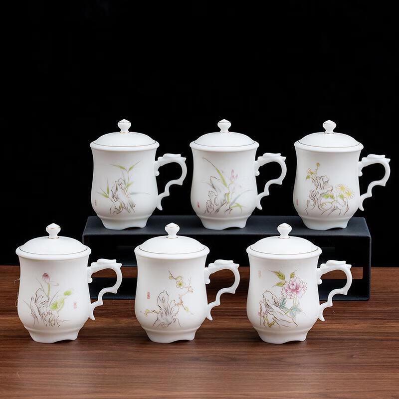 Chaxun Mutton Fat Jade Style Ceramic Tea Infuser Mug