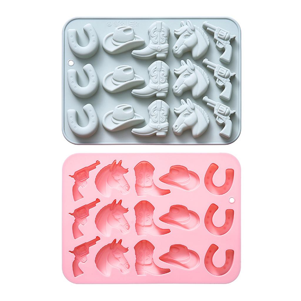 Fleksible bakeformer Cowboy-tema Fondantformer Silikon Bakeutstyr Silikontekstur Flott for ulike anledninger