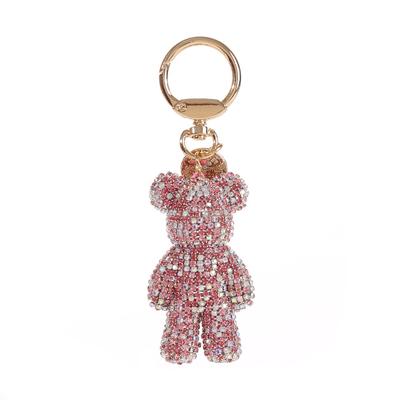 Handmade Cartoon Rhinestone Bear Keychain Metal Bag Hanging Bear Pendant Ornaments Animal Car Keyring Gift