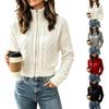 Women's Color Cable Knit Cardigan with Zipper Stand Collar, Slim Fit Short Length for Daily Wear