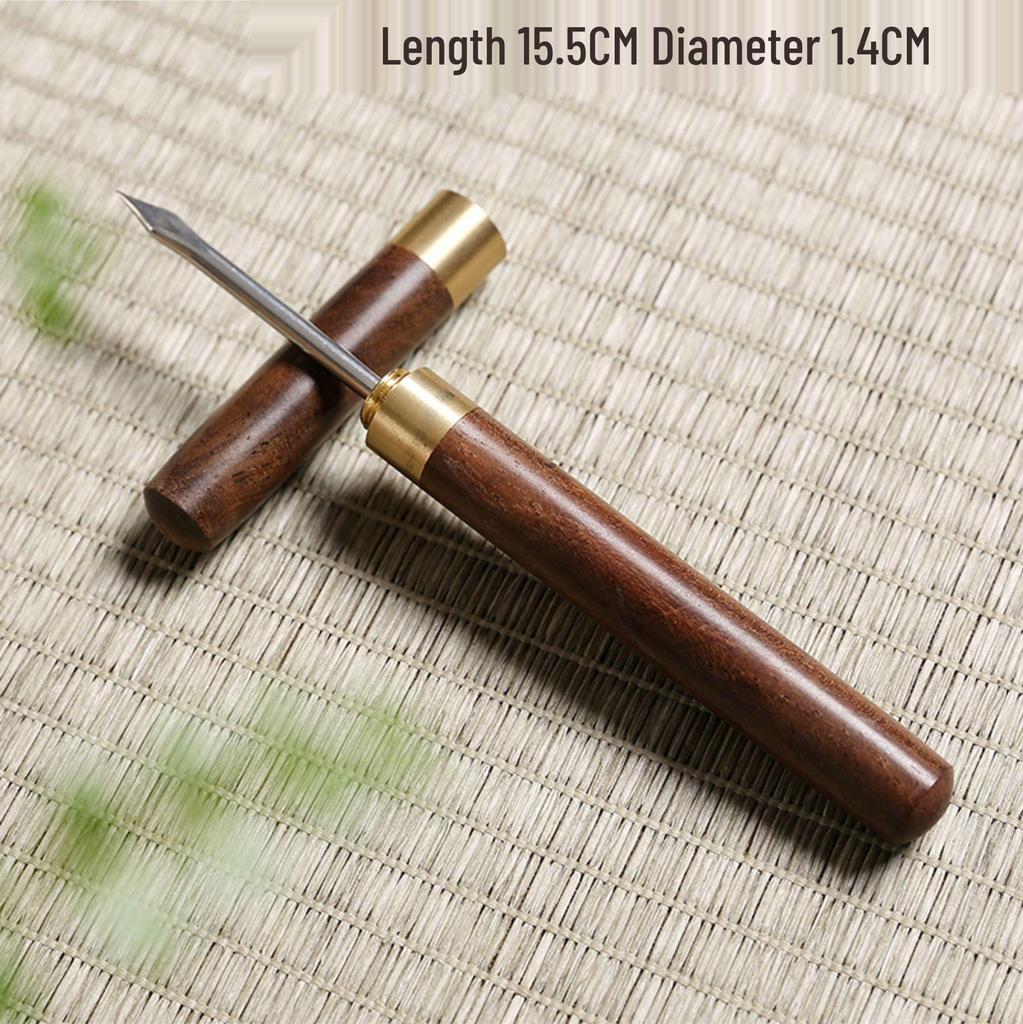 Small Ebony Rosewood Tea Knife & Needle for Pu'er Tea Ceremony with Laser Logo