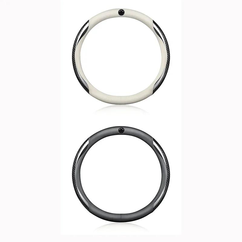 

2025 Hot PU Leather Carbon Fiber Car Steering Wheel Cover Emblem Car Accessories For BMW 50th Kith M X1 X2 X3 X4 X5 X6 X7 E46 E9 Black