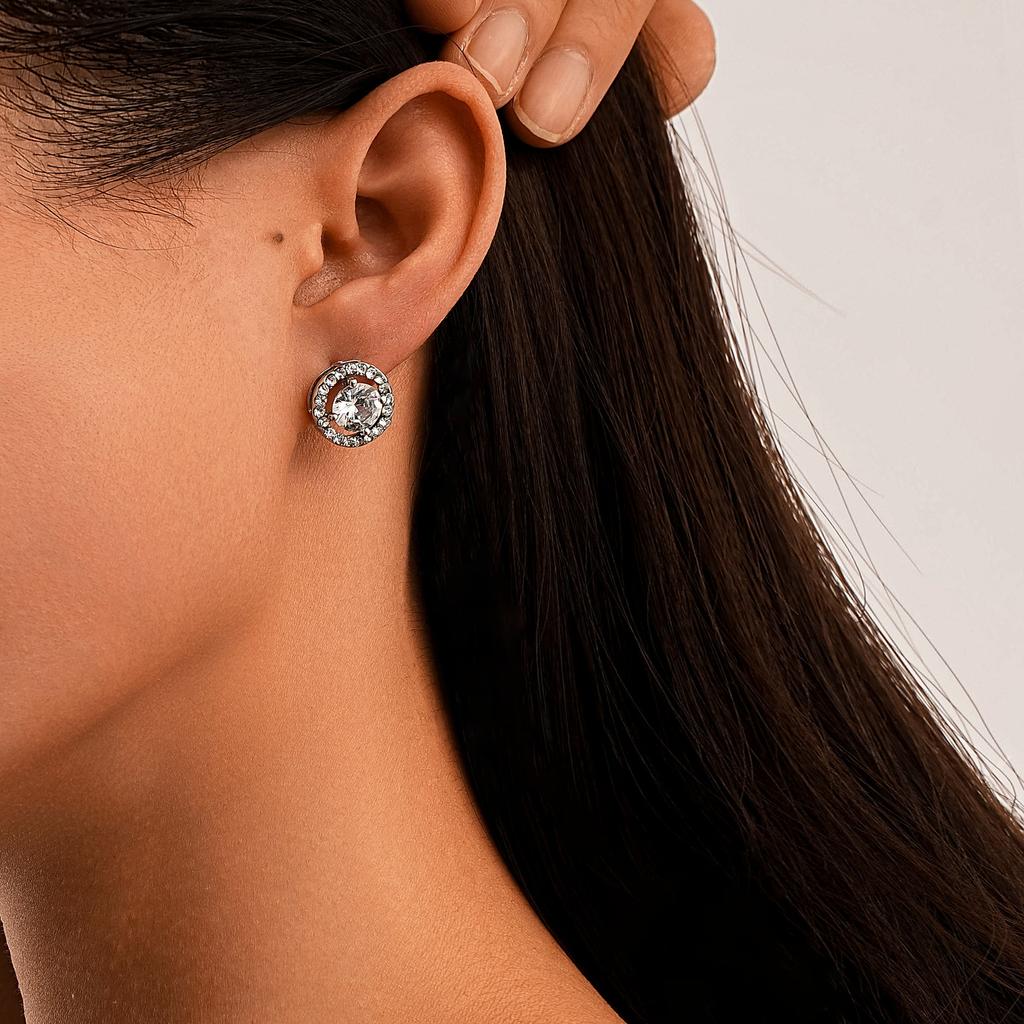 Stylish And Simple Round Point Diamond Stud Earrings, Personalized Earrings