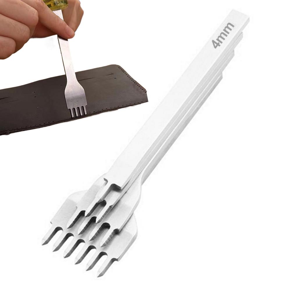 Leather Stitching Chisel Set 4X Lacing Stitching Punch Craft Kits Steel Leathercraft Puncher For Professionals DIYers Beginners