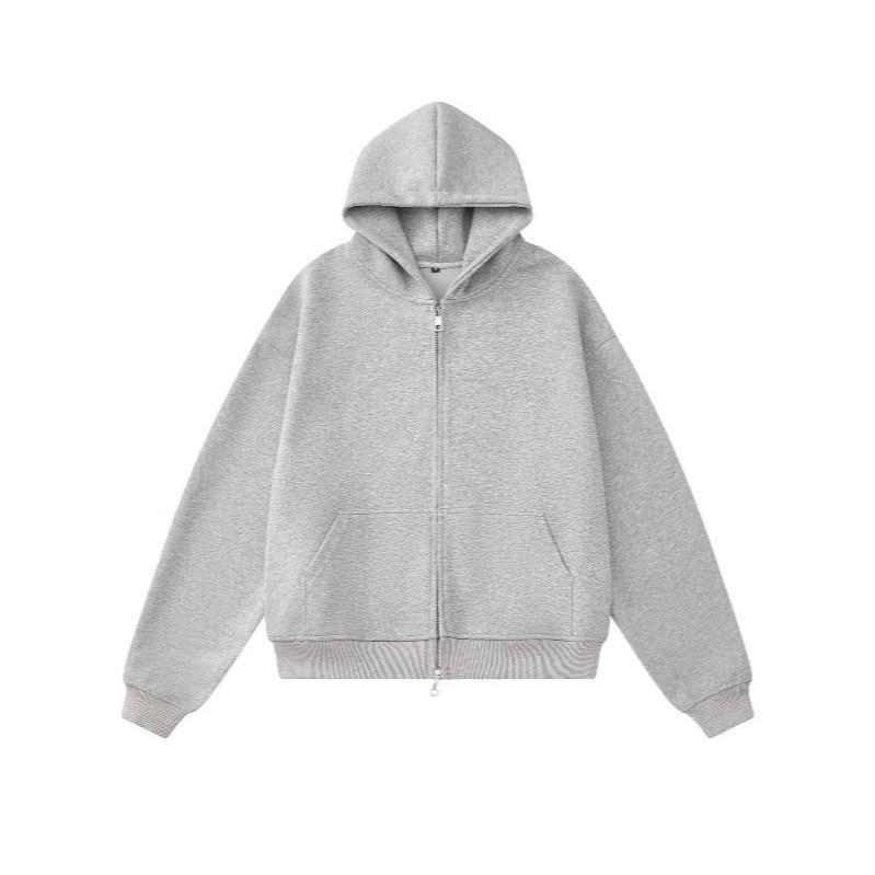 RDT Menswear Boxy Short Thickened Hoodie - Heavyweight Loose Fit Solid Color Sweatshirt