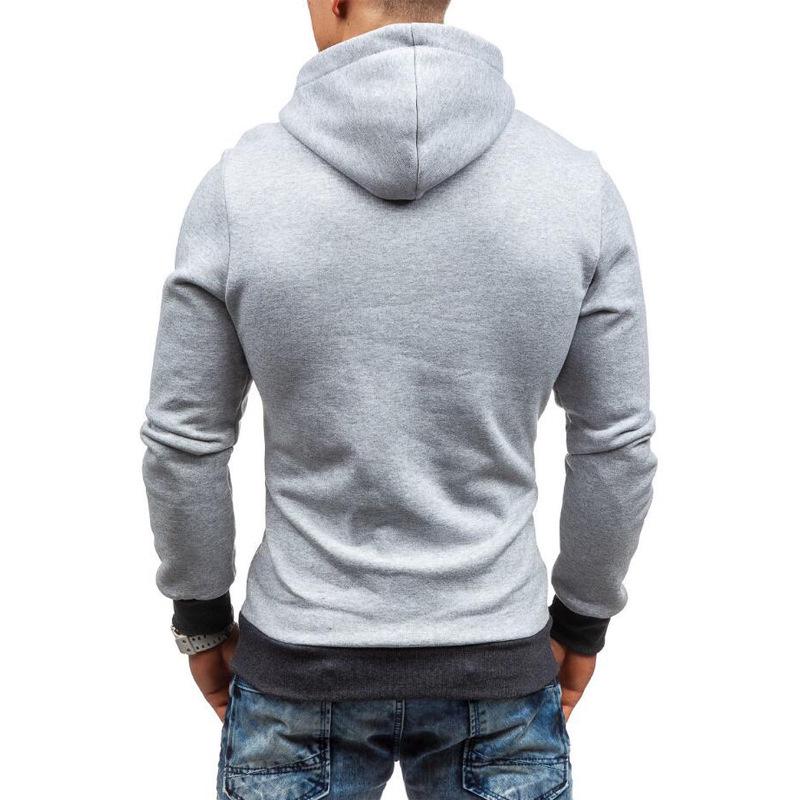 Mens Diagonal Zipper Hooded Pullover Fleece Casual Sweatshirt Daily Wear