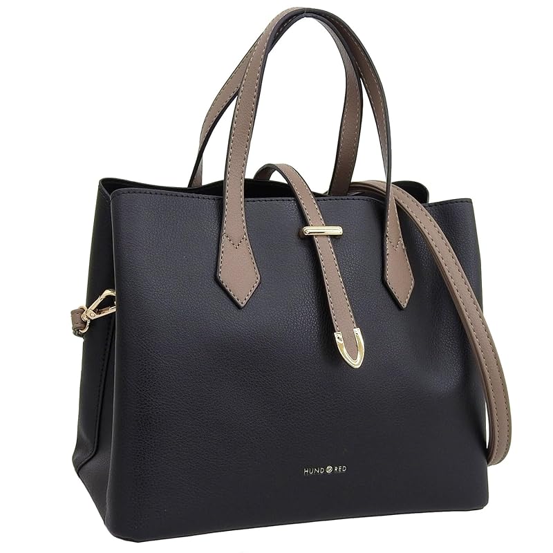 

[Rinle] bag ladies tote bag shoulder bag handbag 2WAY front pocket work bag Shoulder bag simple D.KELLY (OK-421 Black/Black)