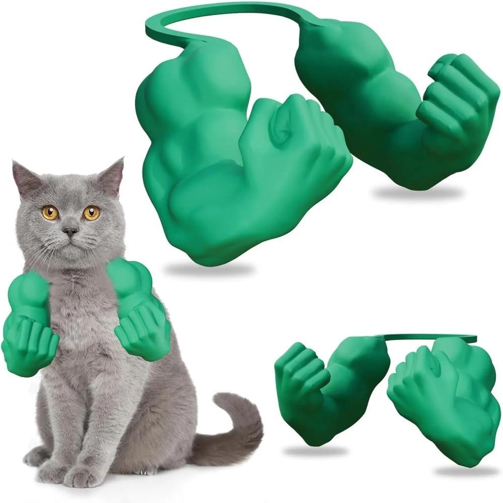 Cat Muscle Arms 1D Printed Cat's Neck for Halloween Funny Costume Accessory Cats with Muscular Arms for Kitten Party Supplies