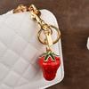 Large Strawberry Fruit Keychain Alloy Keyring For Car And Bag Decor