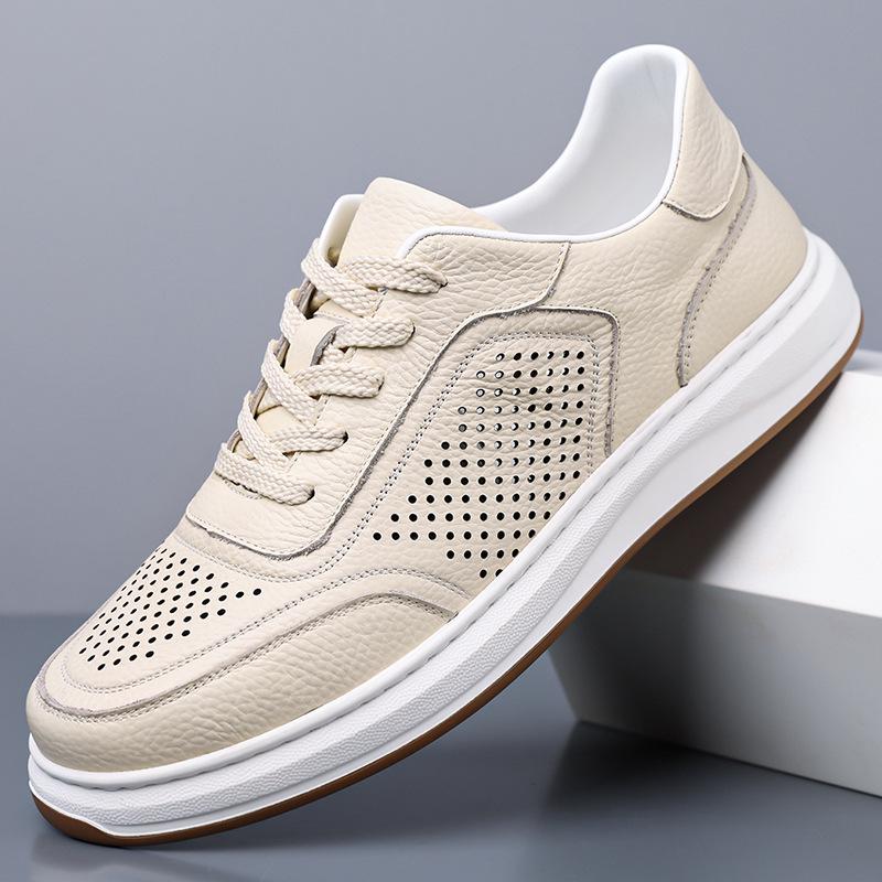 Men's 2024 Autumn Soft Leather Casual Sneakers - Soft Sole White Cowhide Shoes