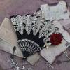 Art Craft Gift Lace Rose Folding Fan Gothic Dance Cosplay Hand Held Fans Home Wedding Party Photograph Props