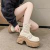 Fashion Autumn Platform Thick Bottom Woman Ankle Boot Fashion Hollow Out Breathable Shoes Ladies Elegant Lace Mordern Sandalias Booties