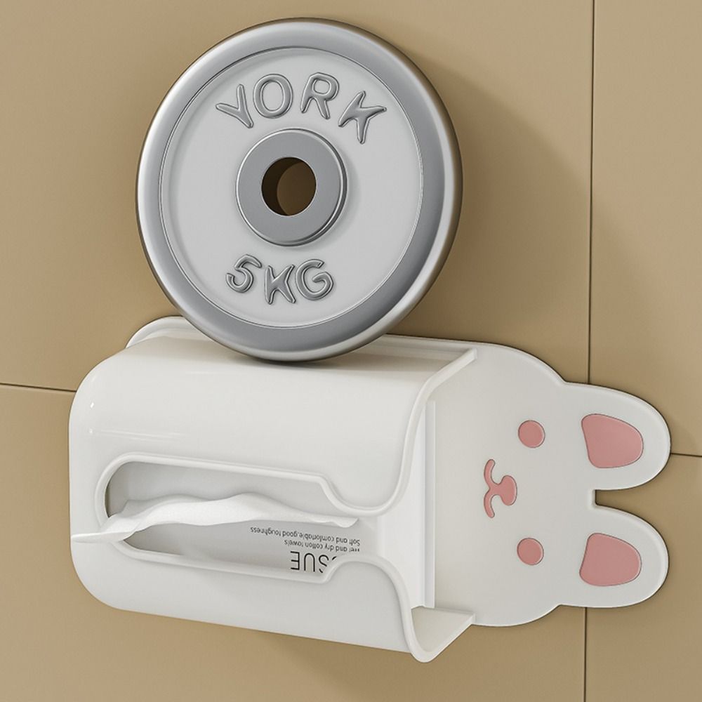 Cute Cartoon Bunny Wall Mounted Tissue Box Space-saving Kitchen Adhesive Tissue Shelf Organizer Rack Napkin Holder Dispenser