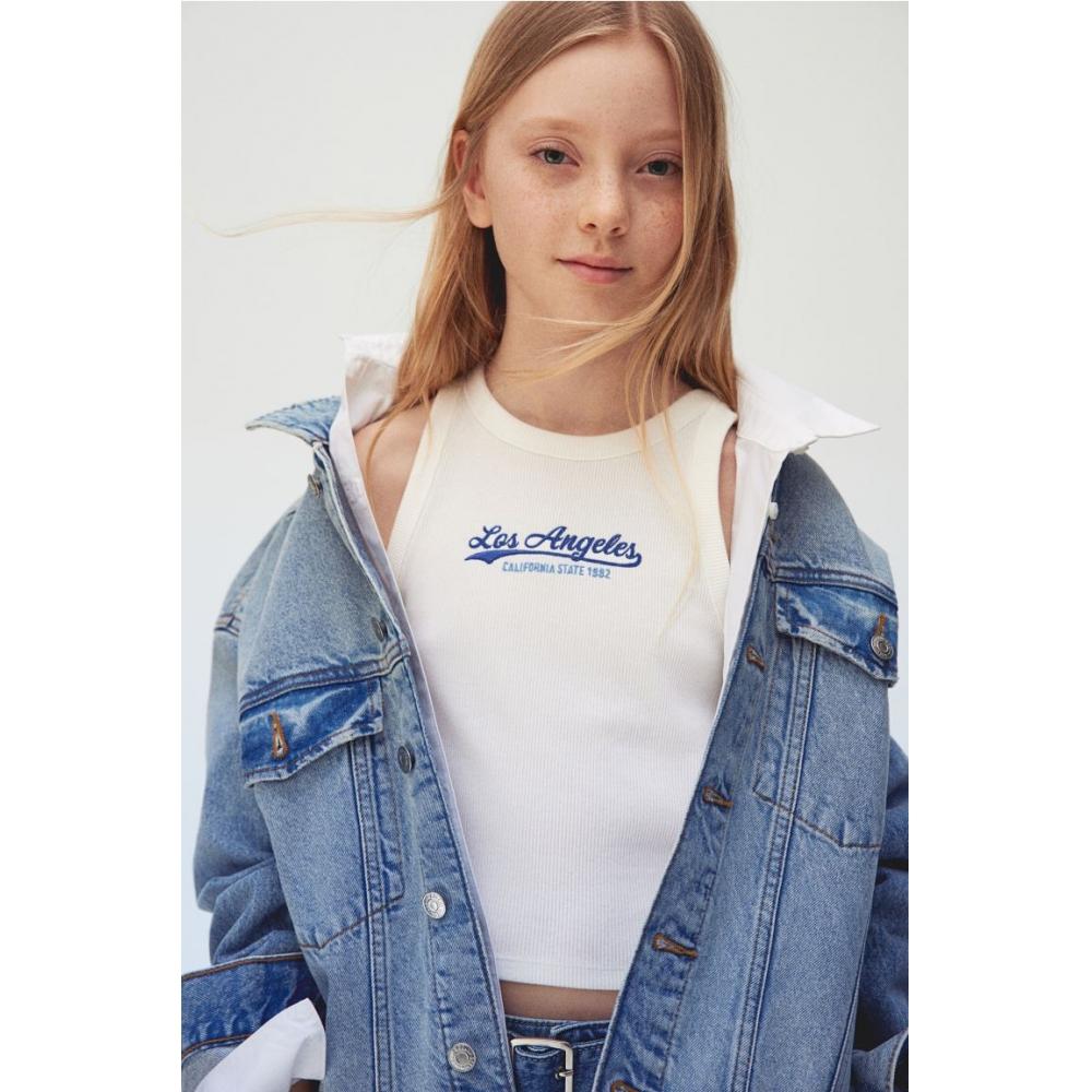 

Топ без рукавов в рубчик HM белый Los Angeles