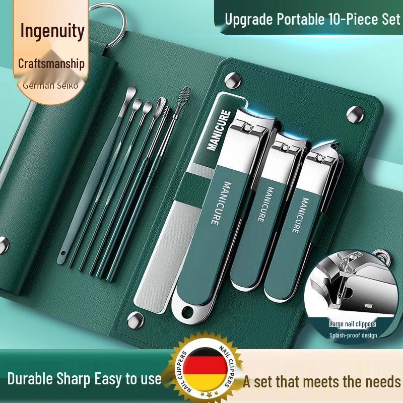 10-teiliges Anti-Spritz-Pediküre-Nagelknipser-Set - Präzise deutsche Handwerkskunst, Große Größe, Ideal für Nagelkunst