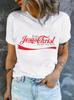Jesus Enjoy Christ Print TShirt Short Sleeve Crew Neck Casual Top For Spring Summer Womens Clothing Casual Basics Ocollar