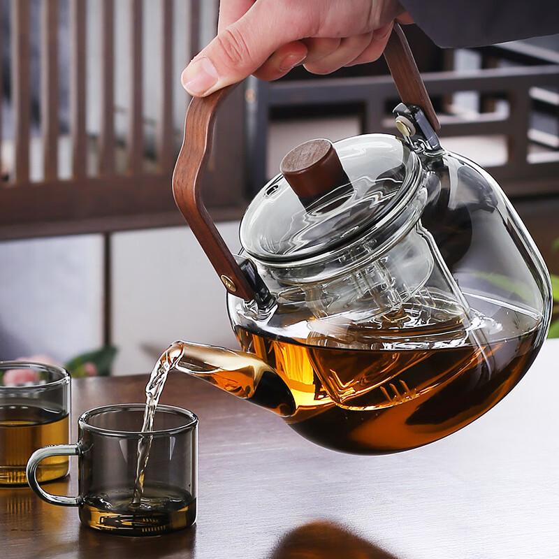 

Zhi Shi 1200ml Glass Electric Teapot with Wooden Handle