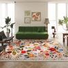 Machine Washable Boho Floral Small Area Rug Non-Slip Low Pile Throw Rugs for Entryway Kitchen Front Door Indoor Decor Rug