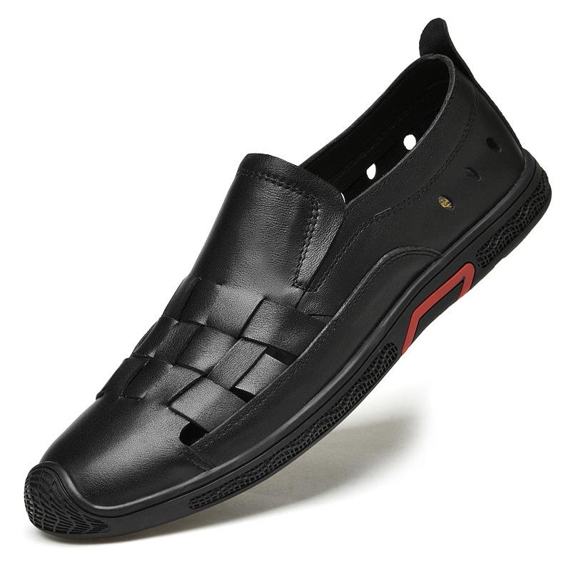 Men s Casual Cowhide Leather Slip-On Loafers - Breathable & Soft Sole 45