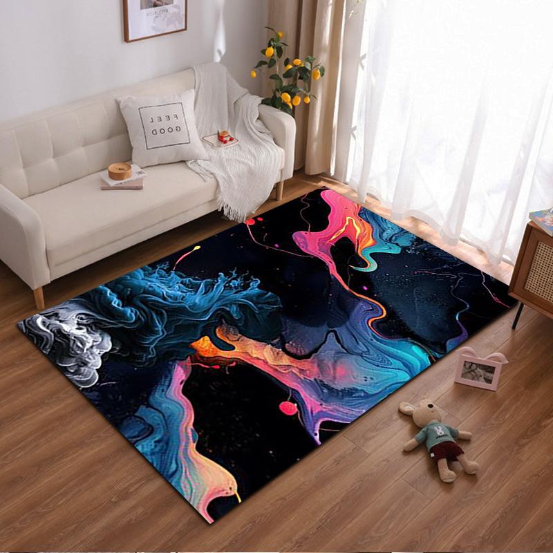 Abstract Colorful Swirl Pattern Area Rug for Living Room Decor Suitable for use as an anti-slip for living room bedroom sofas
