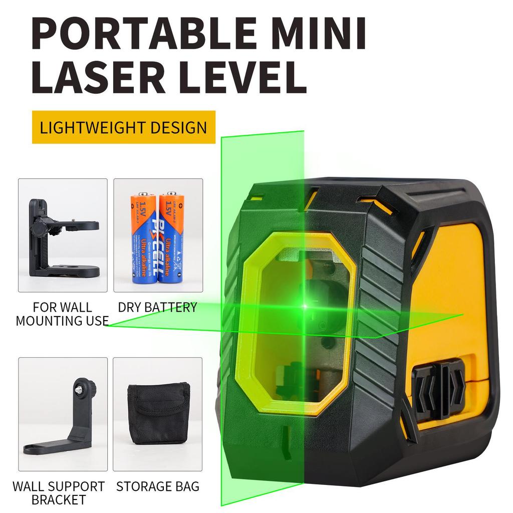 High-Brightness Green Laser Level: Two-Line Infrared Floor Leveling Tool