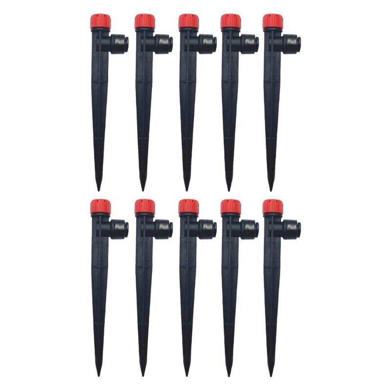 10Pcs Drip Irrigation Stakes 360 Degree Drip Irrigation Rotating Sprinkler for Drip Tubing Irrigation Accessories