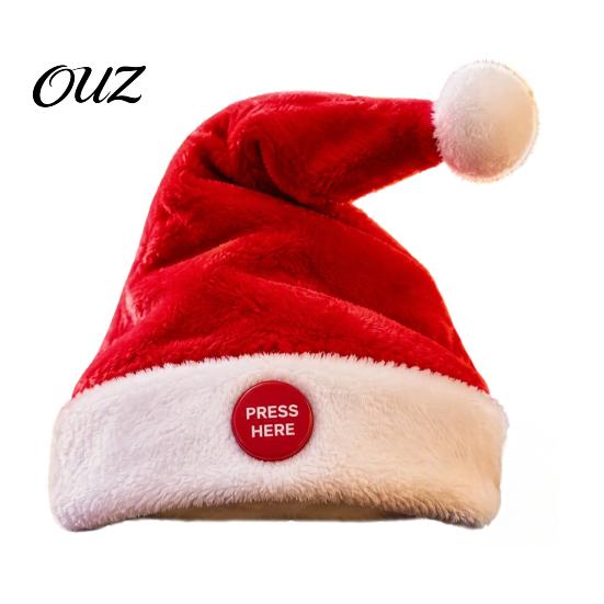 Měkká sváteční kostýmová rekvizita Zpívající a tančící Santa klobouk, Animovaný hudební vánoční klobouk Kývající do rytmu s aktivací pohybem po stisknutí, Plyšový